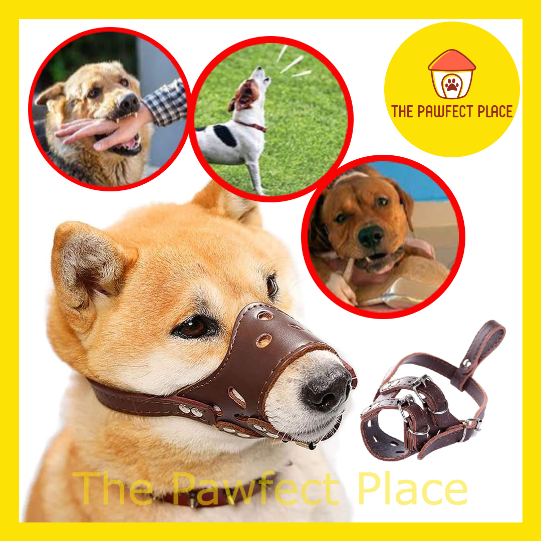 PU Leather Breathable Dog Muzzle Dog Mouth Cover Anti Bite NesshaPet