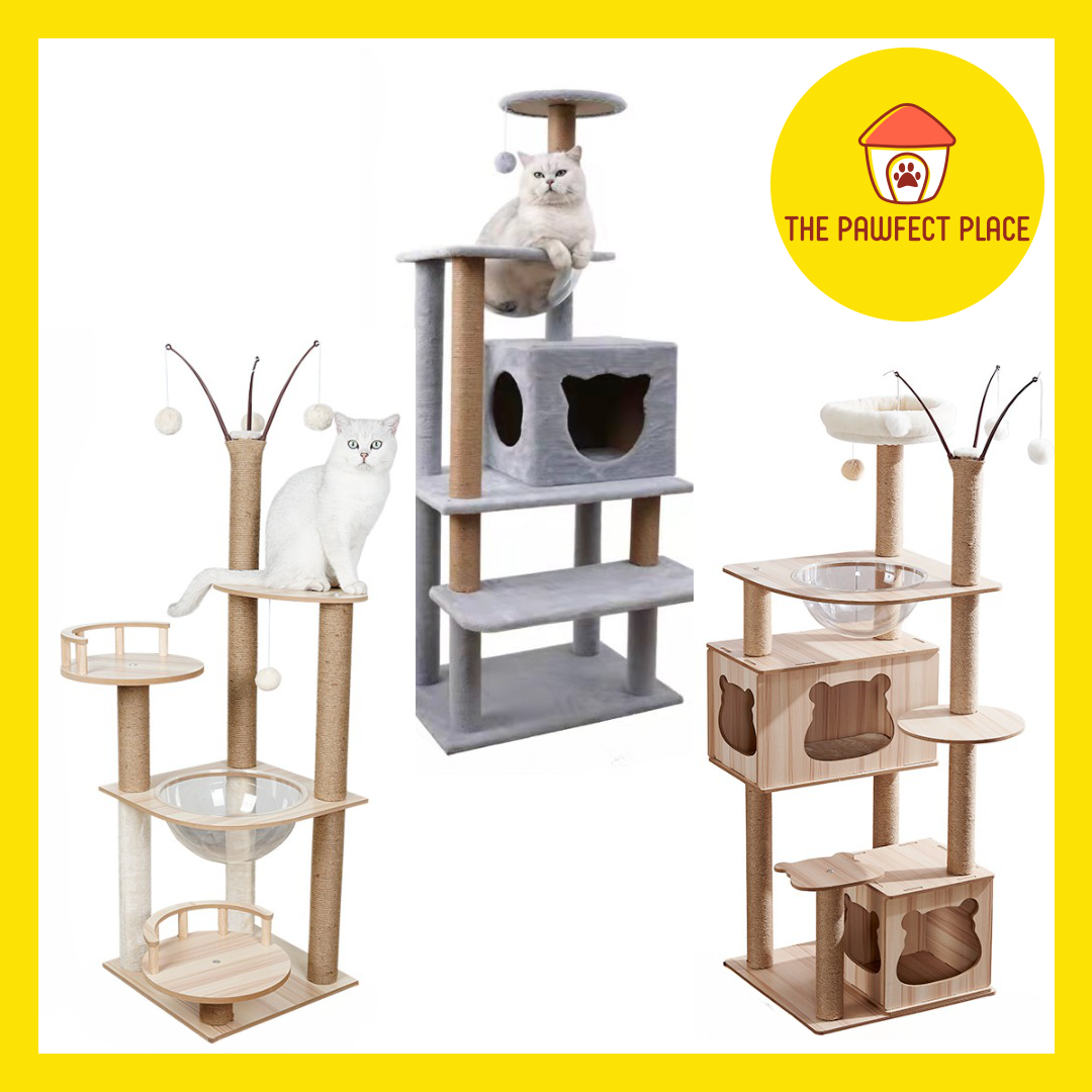 132cm-180cm Premium Large Cat Tree House Wood Cat Condo Bed Scratcher