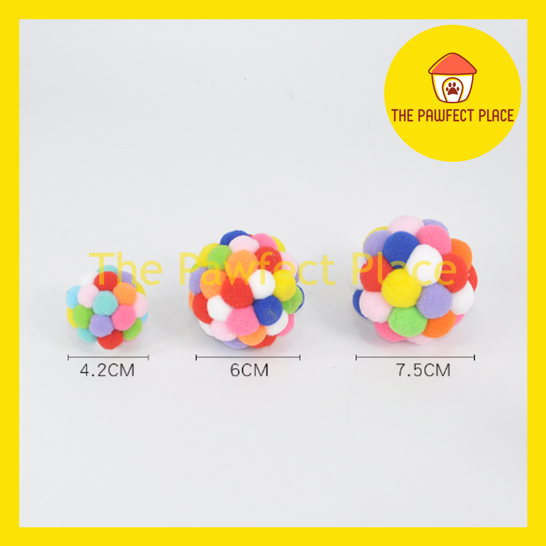 Pet Colorful Soft Fuzzy Rainbow Cat Toys Play Ball