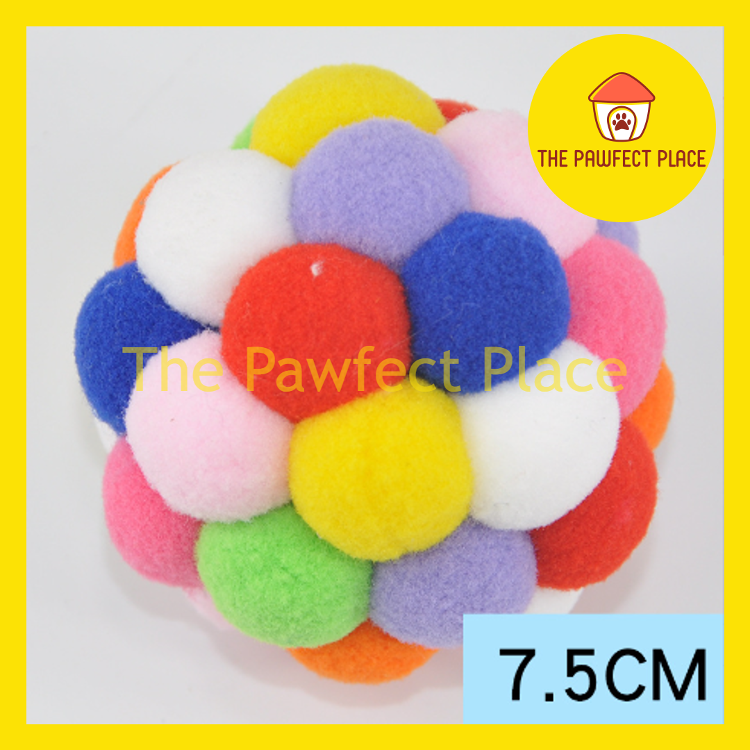 Pet Colorful Soft Fuzzy Rainbow Cat Toys Play Ball