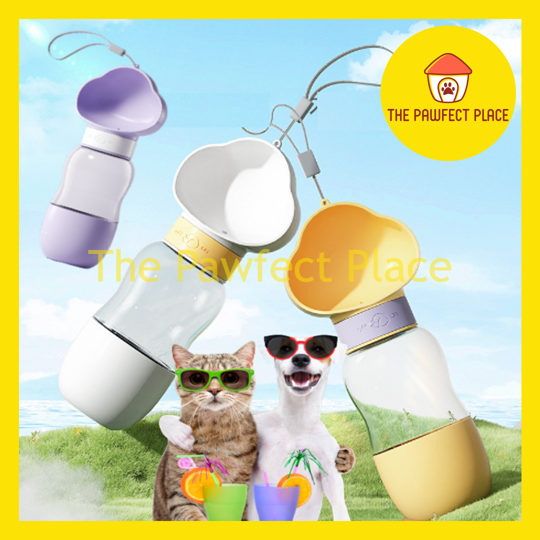 2 in 1 Portable Pet Water Food Bottle Dispenser Outdoor feeder Leak Pr