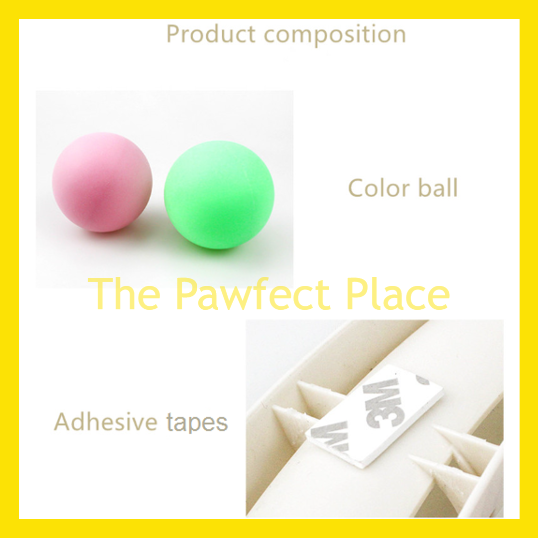 Track & Roll Interactive Cat Toy Adhesive Tape Cat Toys Tunnel Ball Pets Wall Window Mount Track Roll