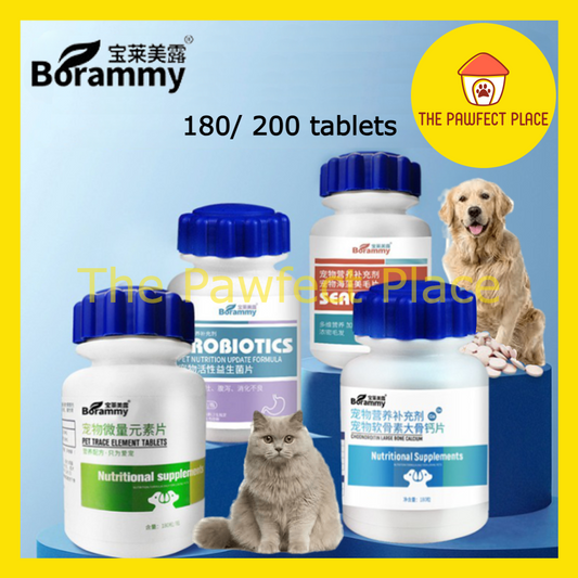 180/ 200 tablets Borammy Pet Supplement Probiotics Trace Elements Seaweed Calcium Multivitamin