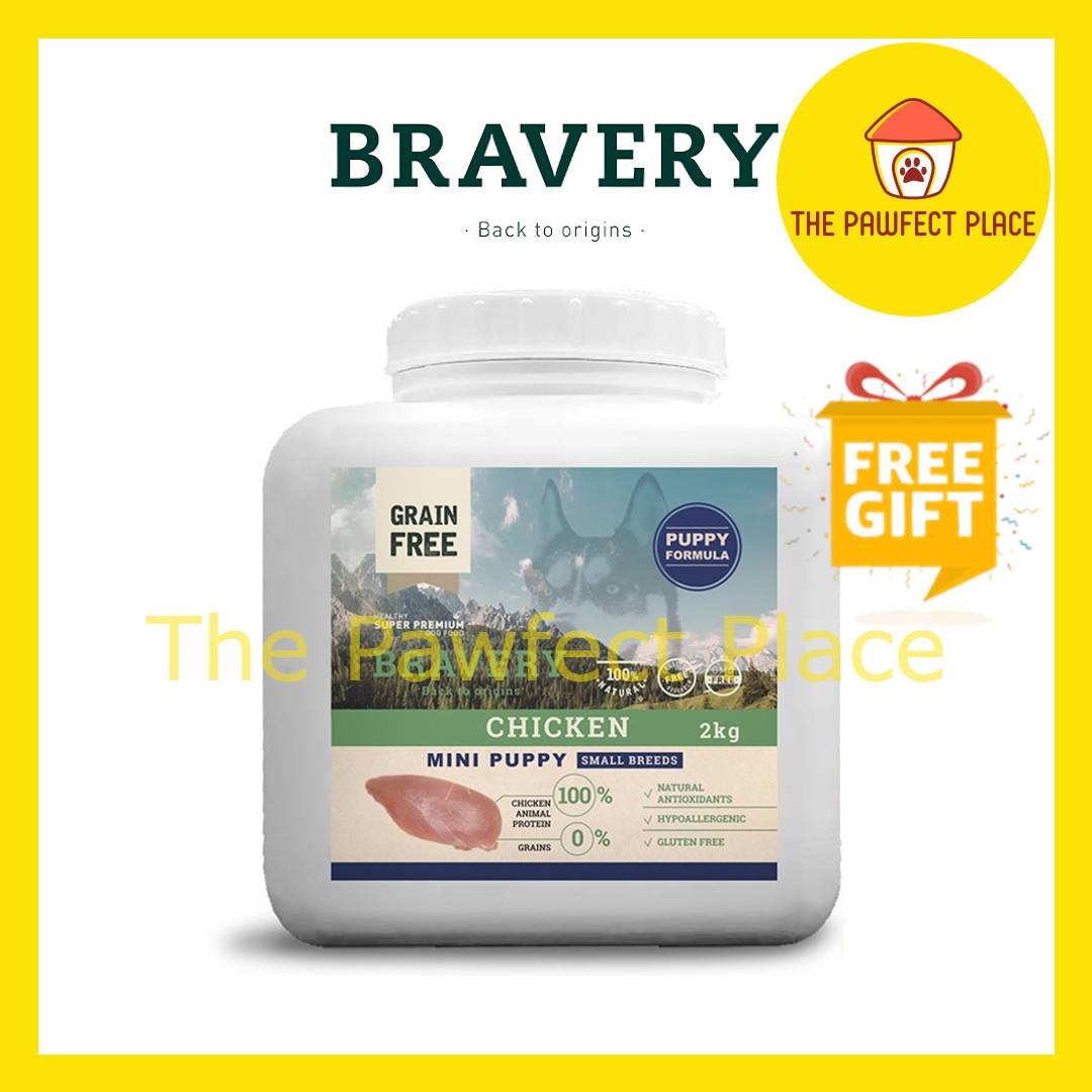 BRAVERY Grain Free Mini Adult Small Breeds Dog Food 2kg (Chicken/ Iberian Pork/ Lamb/ Salmon /Salmon Puppy)