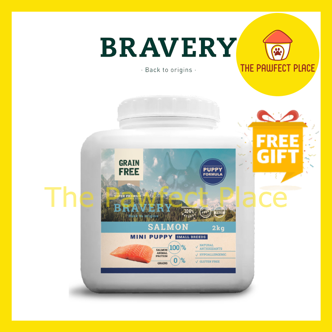 BRAVERY Grain Free Mini Adult Small Breeds Dog Food 2kg (Chicken/ Iberian Pork/ Lamb/ Salmon /Salmon Puppy)