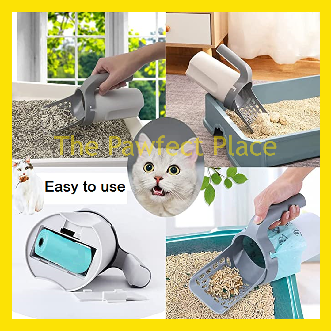 Premium Cat Litter Scoop Upgraded 2 in 1 Scooper with Built-In Waste Bin