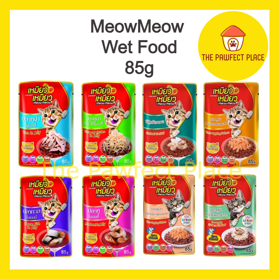 Meow Meow Cat Wet Food Cat Pouch 85g Tuna Mackerel Salmon Ocean Fish Kitten Adult Cat