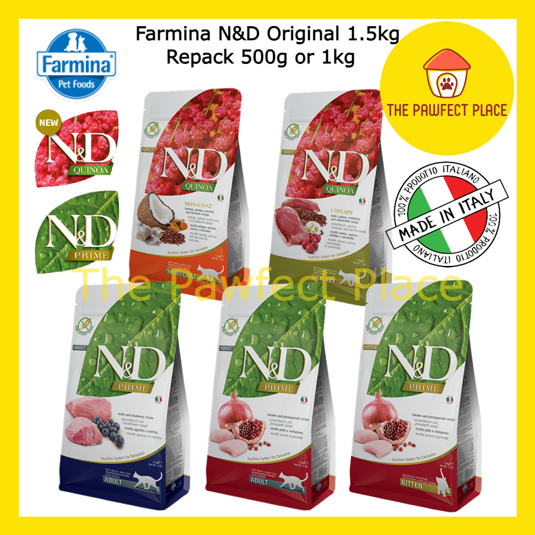 Farmina N&D Prime Quinoa Cat Food Repack 500g 1kg Original 1.5kg Makanan Kucing Adult Kitten Made in Italy