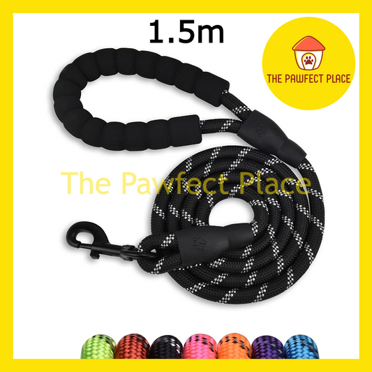 1.5m Durable Nylon Reflective Dog Leash With Comfortable Padded Handle (5' Long)
