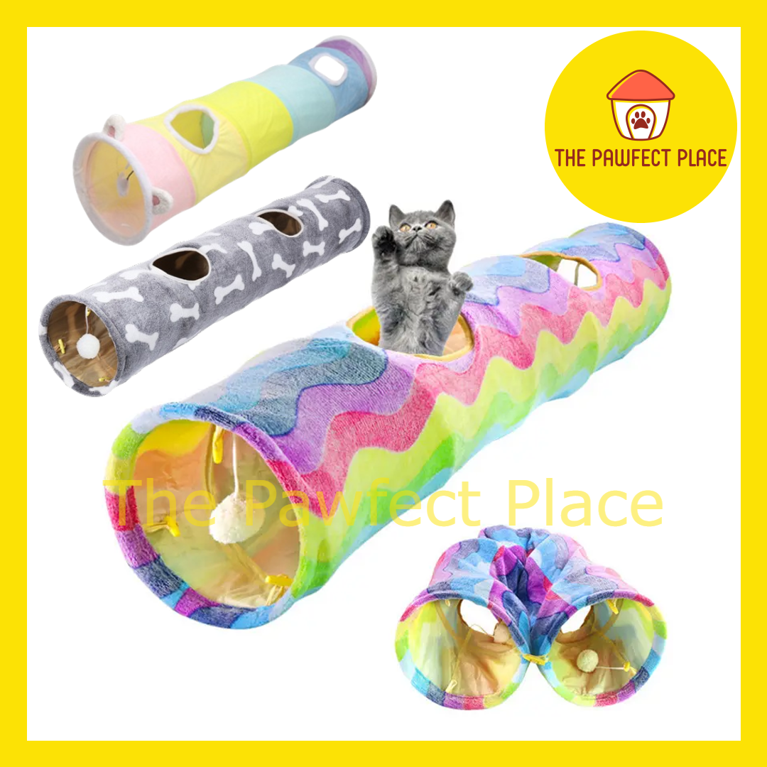 Foldable Channel Cat Tunnel Tube Collapsible Cat Play Tube Rainbow Durable Playing Hide Seek