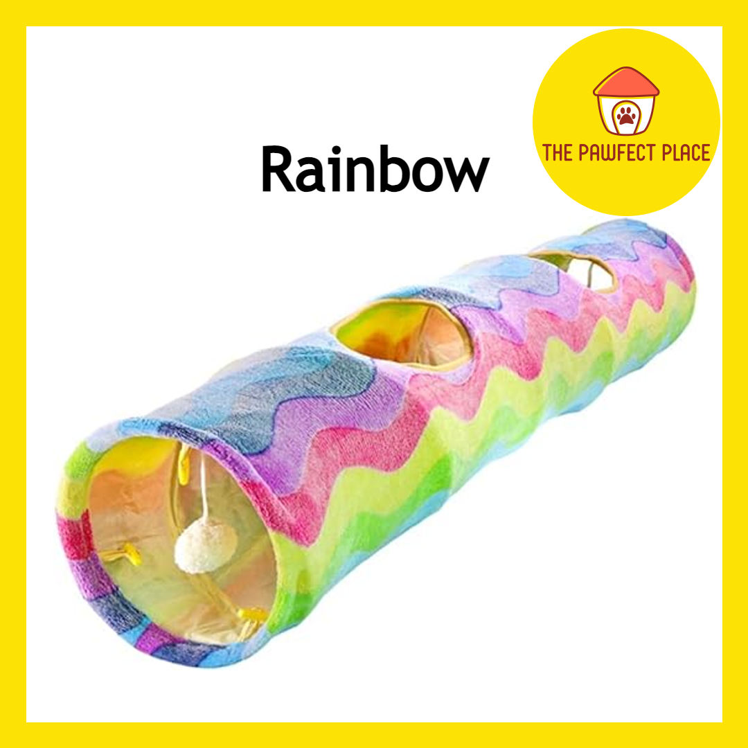 Foldable Channel Cat Tunnel Tube Collapsible Cat Play Tube Rainbow Durable Playing Hide Seek