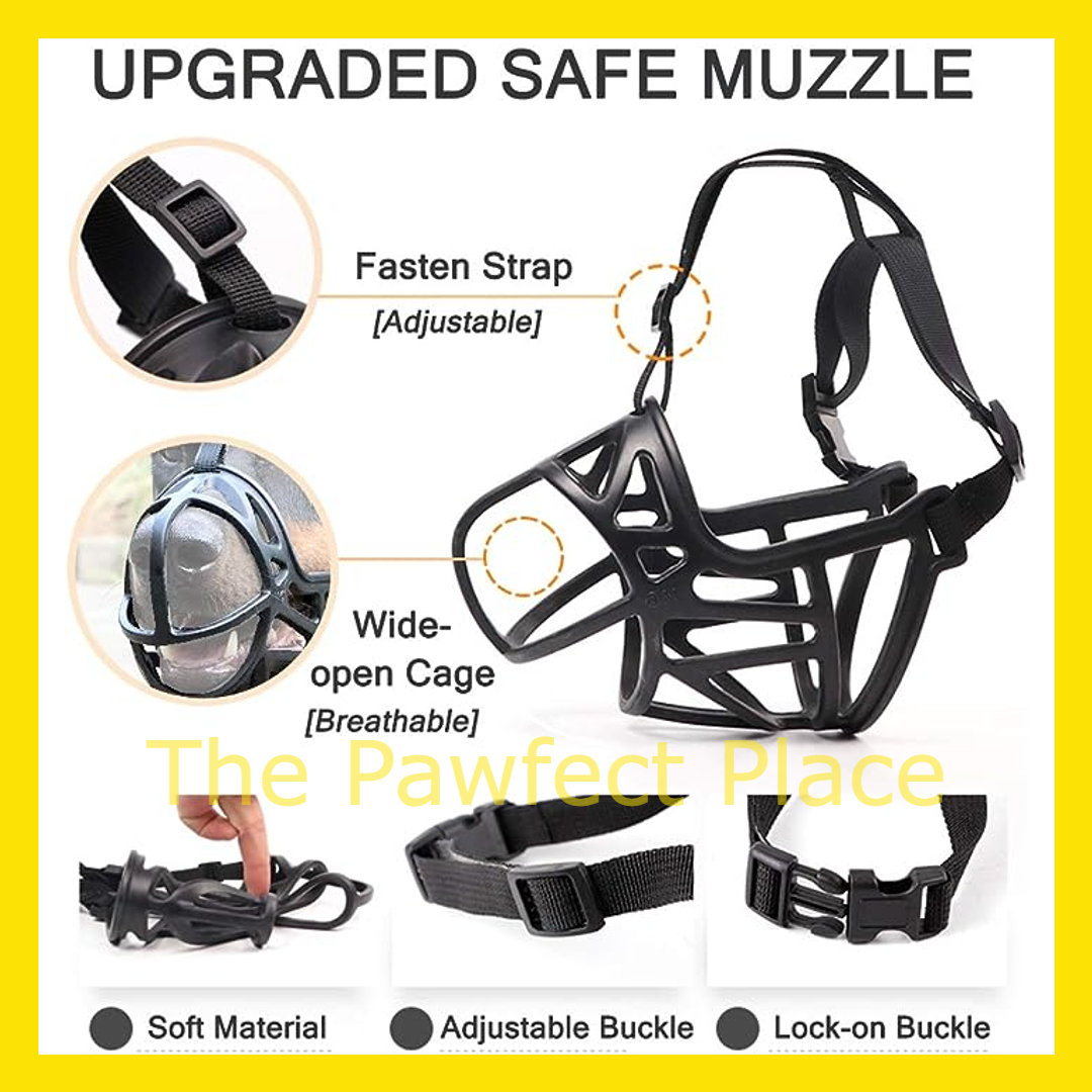 Upgraded Soft Silicone Basket Dog Muzzle Dog Mouth Cover With Reflective Straps