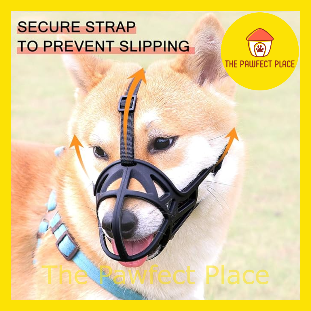 Upgraded Soft Silicone Basket Dog Muzzle Dog Mouth Cover With Reflective Straps