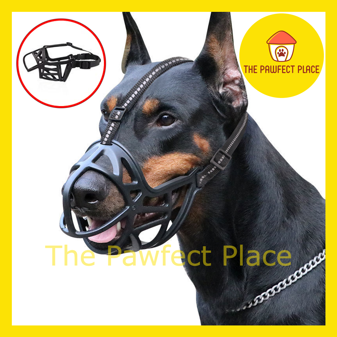 Upgraded Soft Silicone Basket Dog Muzzle Dog Mouth Cover With Reflective Straps