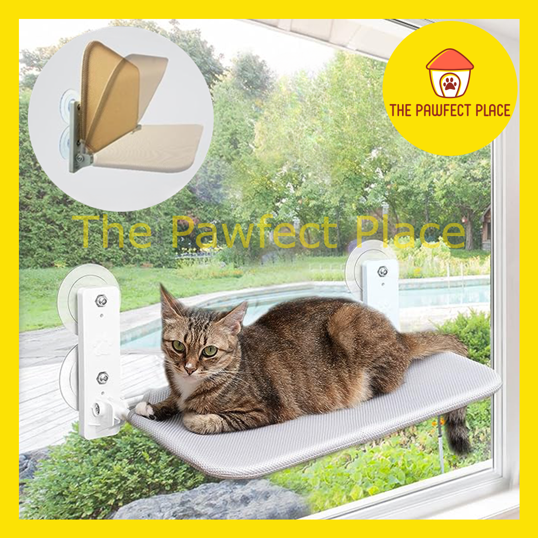 Large Cat Hammock Hanging Bed Foldable Window Wall Cat Nest Sunbathing Balcony Suction Cup Cordless Cat Window Perch