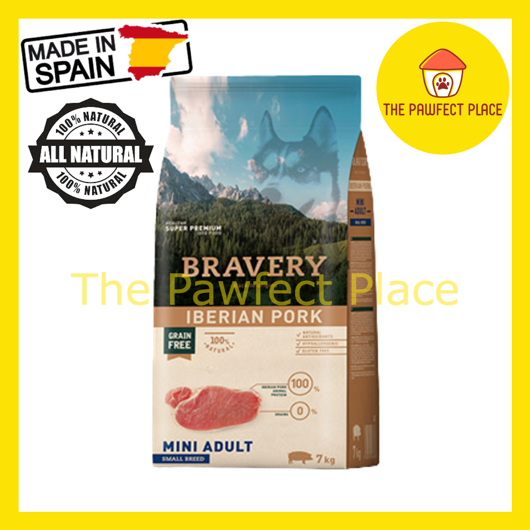 BRAVERY Grain Free Mini Adult Small Breeds Dog Food 7kg (Chicken/ Iberian Pork/ Lamb/ Salmon /Salmon Puppy)