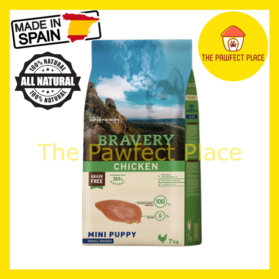 BRAVERY Grain Free Mini Adult Small Breeds Dog Food 7kg (Chicken/ Iberian Pork/ Lamb/ Salmon /Salmon Puppy)