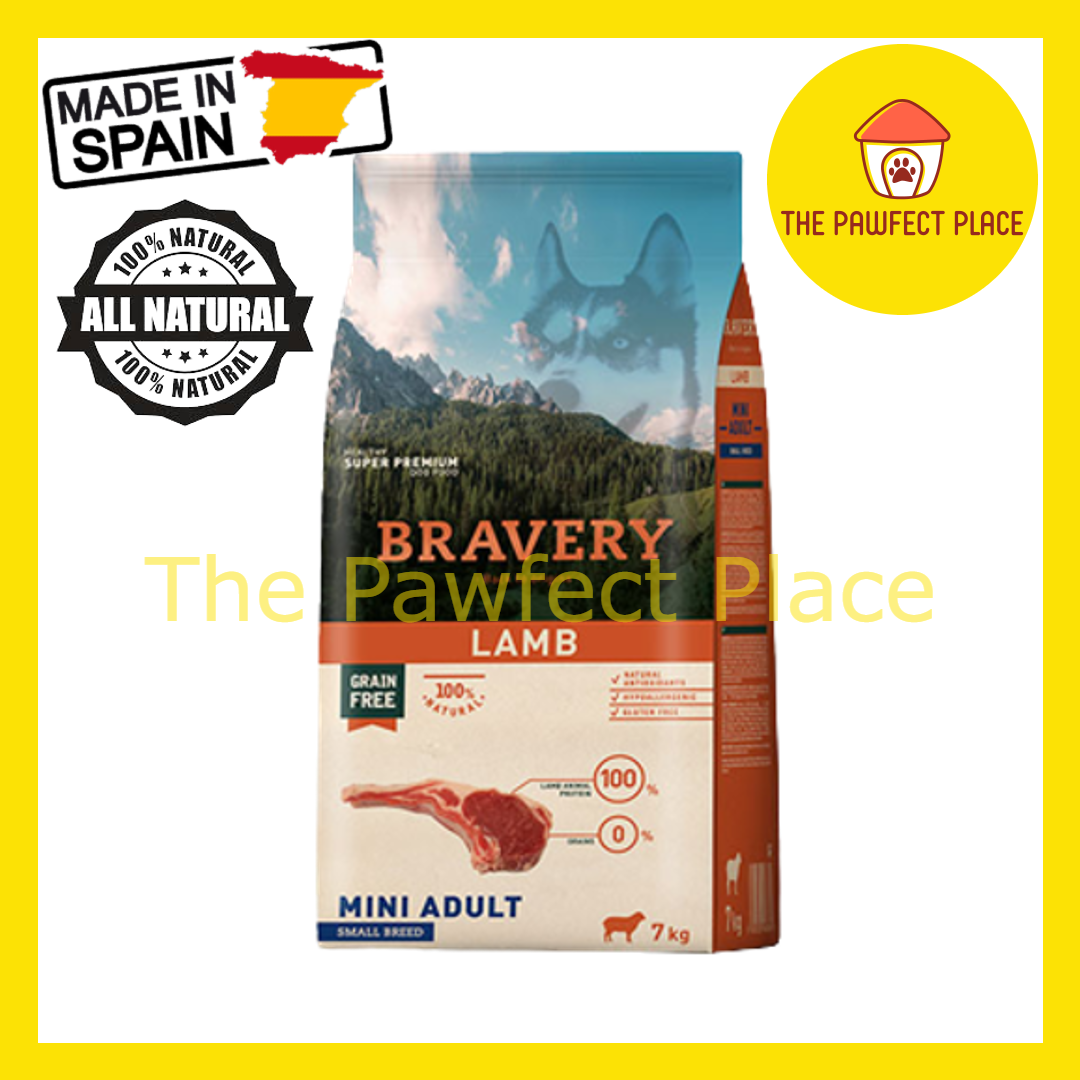 BRAVERY Grain Free Mini Adult Small Breeds Dog Food 7kg (Chicken/ Iberian Pork/ Lamb/ Salmon /Salmon Puppy)