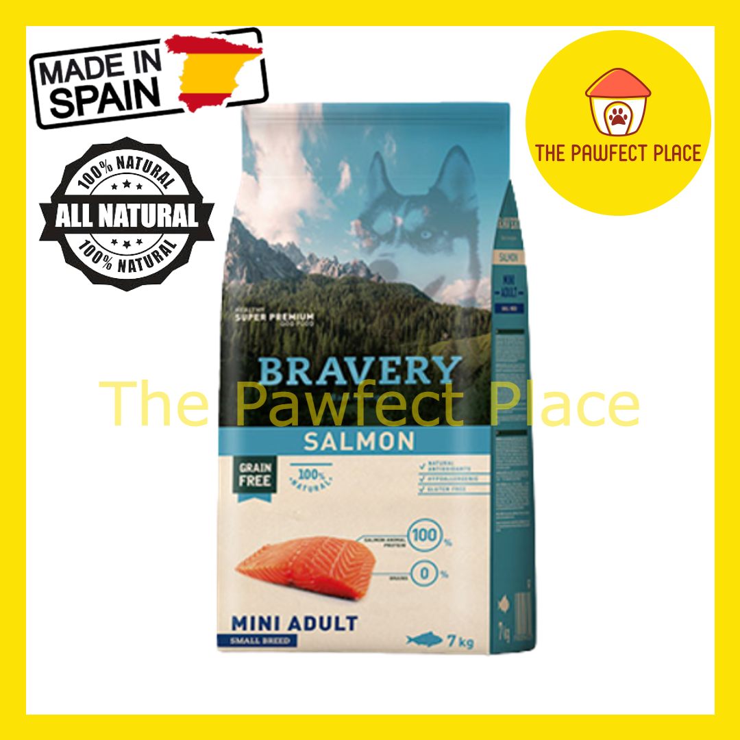 BRAVERY Grain Free Mini Adult Small Breeds Dog Food 7kg (Chicken/ Iberian Pork/ Lamb/ Salmon /Salmon Puppy)