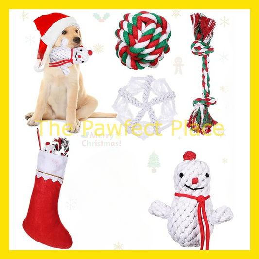 4 Pieces Dog Rope Toys Christmas Set Chew Training Toys Candy Cane Pet Dog Chew Toys for Christmas