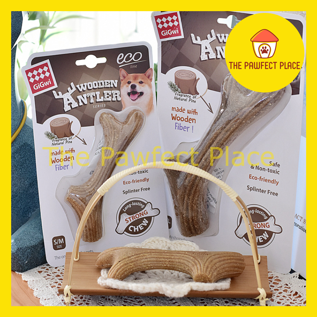 GiGwi Dog Toy Dog Bite Wooden Antler with Wooden Fiber Eco-friendly Product Molar Wooden Stick