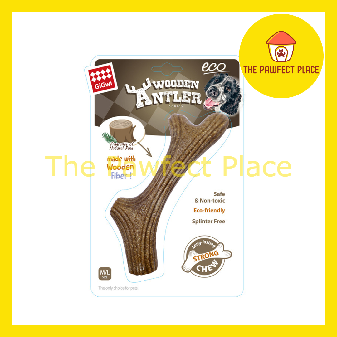 GiGwi Dog Toy Dog Bite Wooden Antler with Wooden Fiber Eco