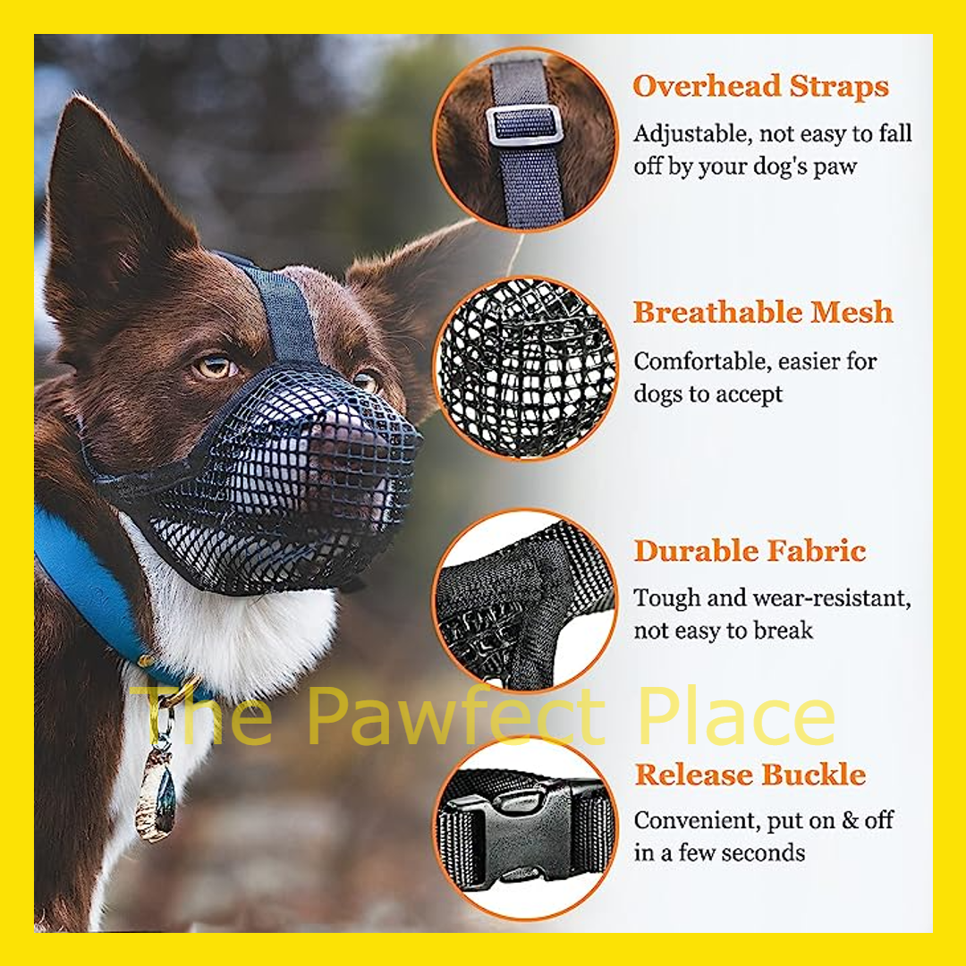 Dog Muzzle Soft Mesh Dog Mouth Cover with Adjustable Strap for Grooming Biting Chewing Barking Training