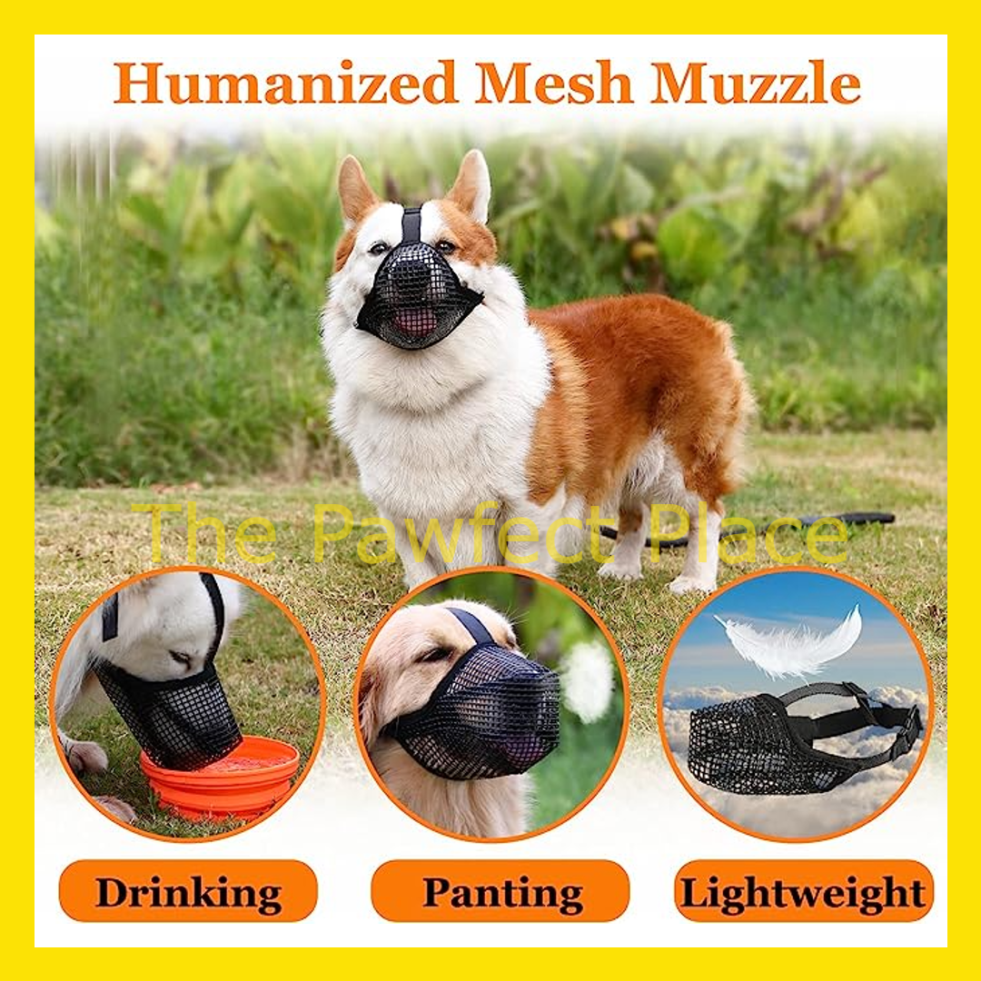 Dog Muzzle Soft Mesh Dog Mouth Cover with Adjustable Strap for Grooming Biting Chewing Barking Training