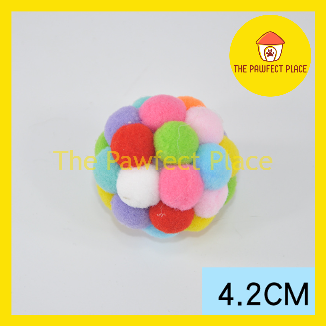 Pet Colorful Soft Fuzzy Rainbow Cat Toys Play Ball