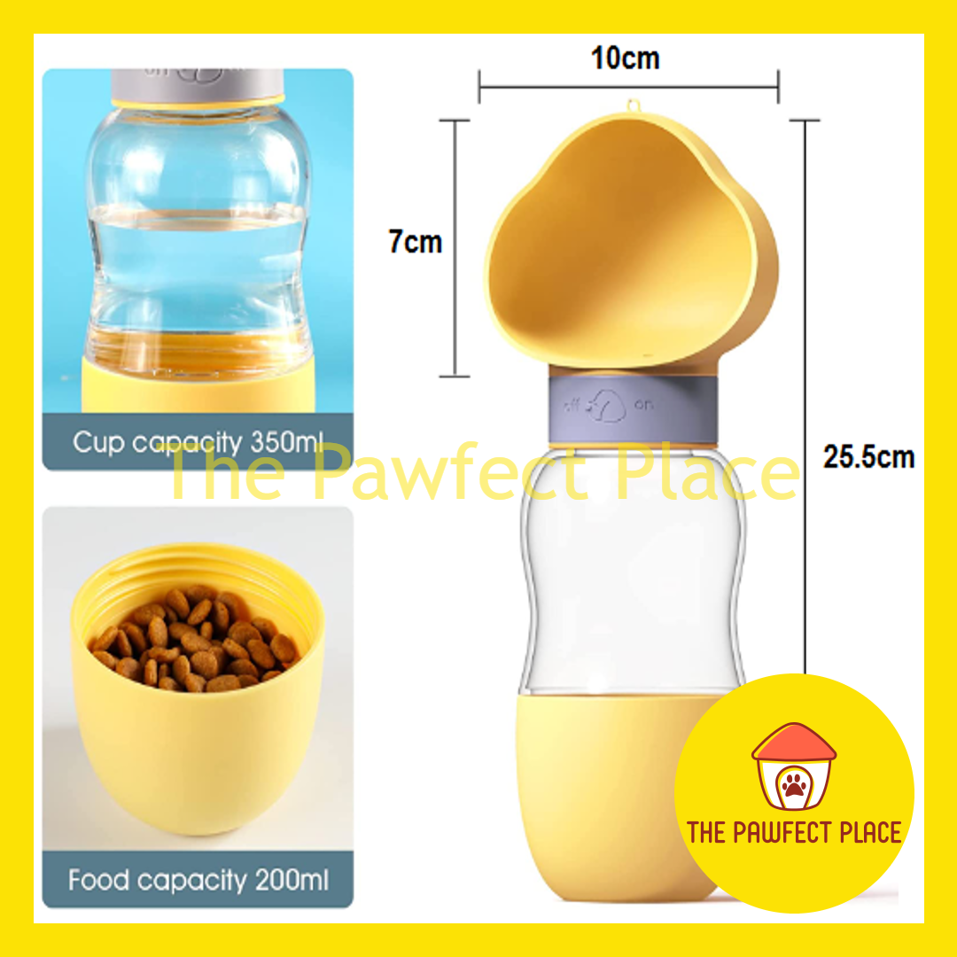 2 in 1 Portable Pet Water Food Bottle Dispenser Outdoor feeder Leak Proof Cat Dog Travel Walking Hiking