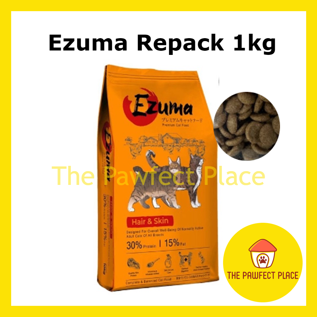 Ezuma Hair & Skin 1kg Repack Cat Dry Food Made in Europe Makanan Kucing