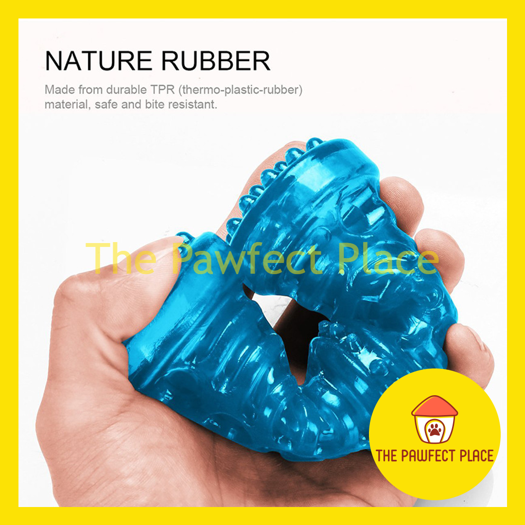 TPR Nature Rubber Pet Spiky Squeaky Chew Toy for Training Fetching Teething Donut Ball Stick Shape