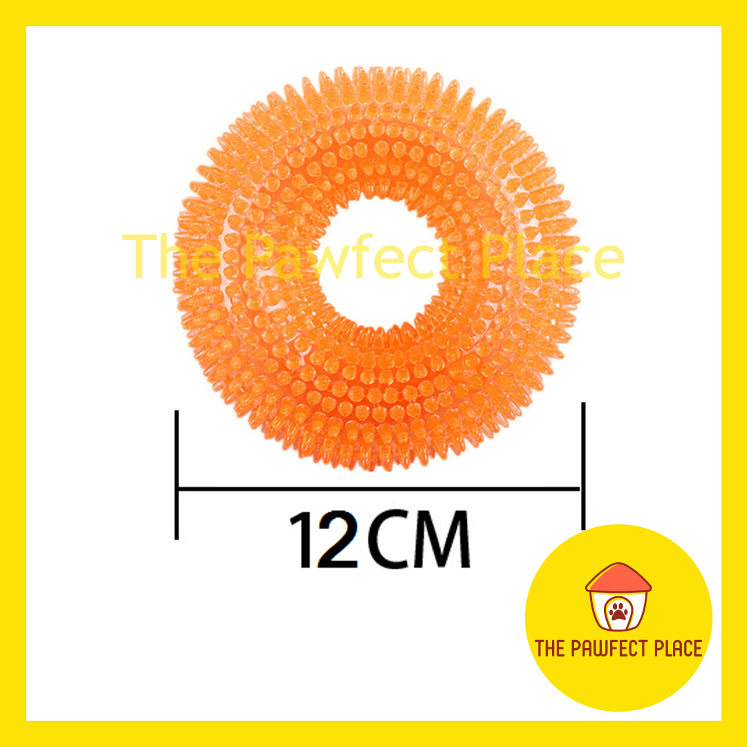 TPR Nature Rubber Pet Spiky Squeaky Chew Toy for Training Fetching Teething Donut Ball Stick Shape