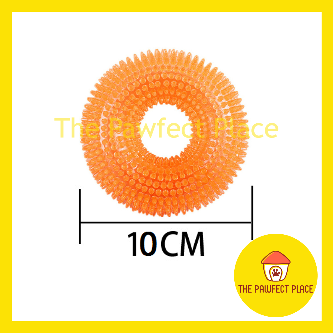 TPR Nature Rubber Pet Spiky Squeaky Chew Toy for Training Fetching Teething Donut Ball Stick Shape