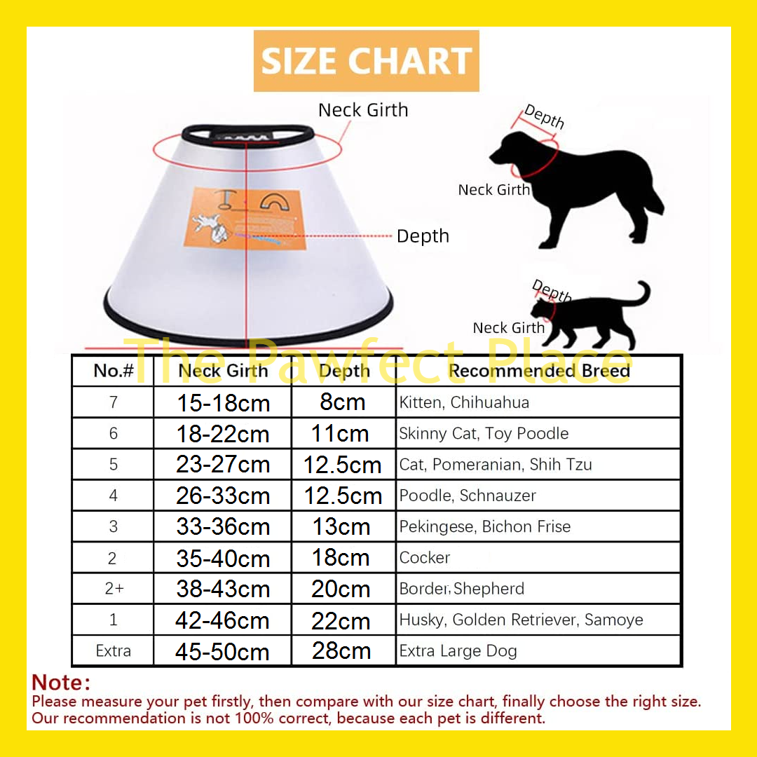 Adjustable Elizabethan Collar E-Collar For Cat & Dog 15cm-50cm XXXS to XXXL