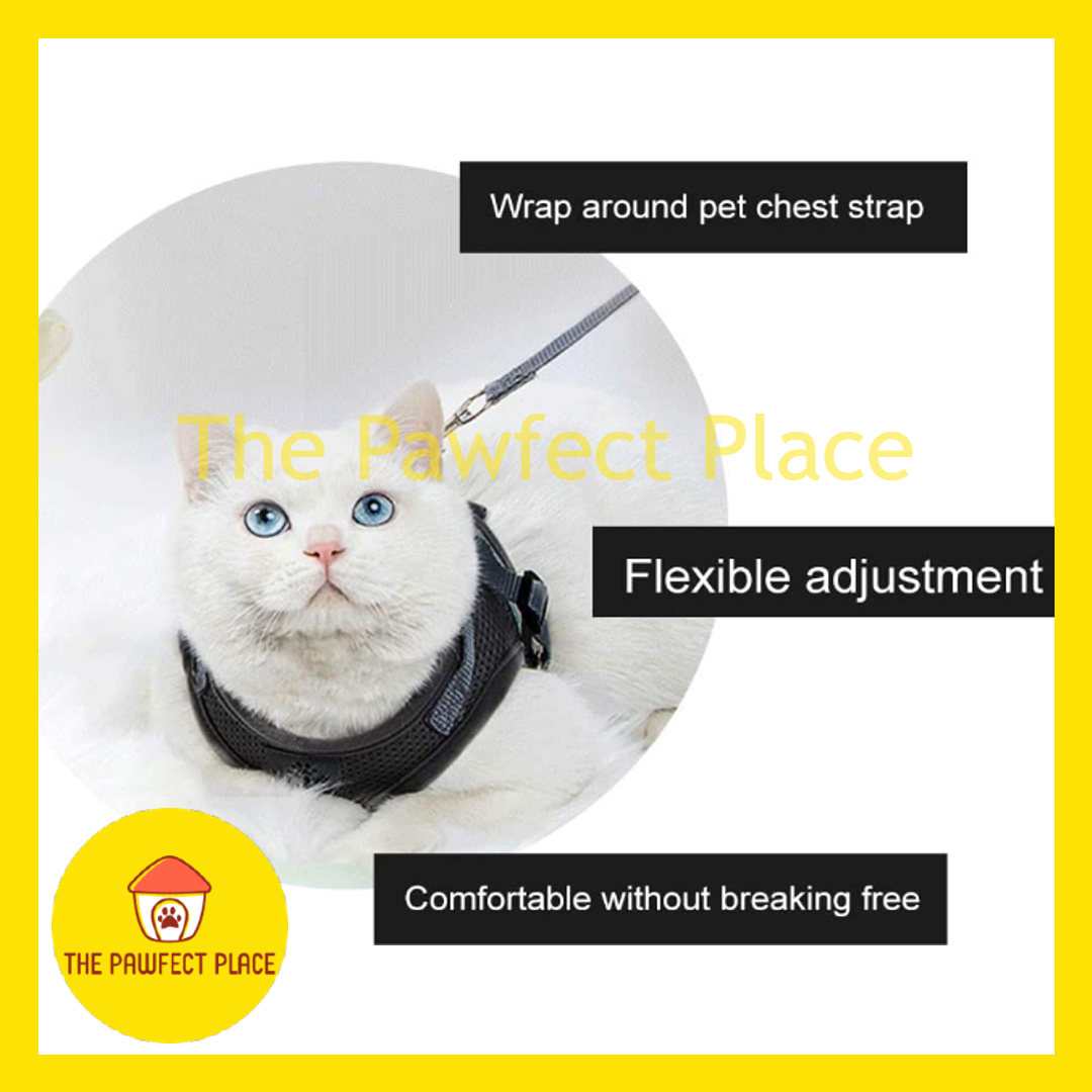 Pet Soft Adjustable Reflective Strips Vest XS to XL Mesh Harness With 120cm Leash Set For Cat Dog Rabbit